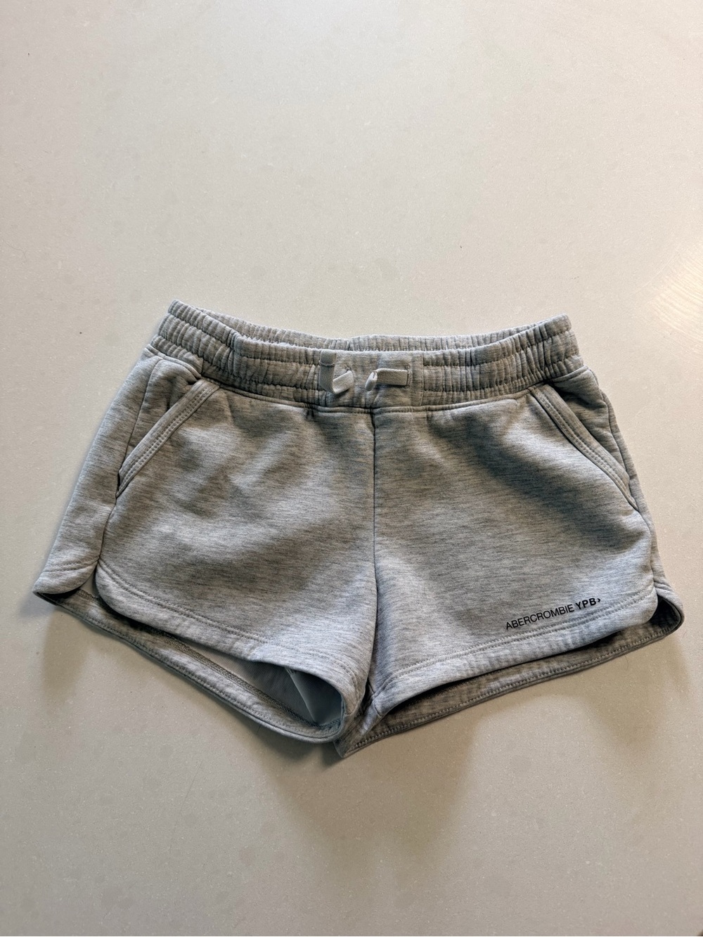 abercrombie kids Light Heather Gray Athletic Drawstring Shorts